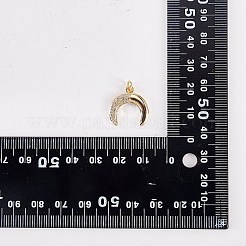 10個ラックメッキ真鍮マイクロパヴェキュービックジルコニアペンダント  18KGP本金メッキ  長持ちメッキ  ダブルホーン/三日月  透明  17x17x3mm  丸カン：5x0.8ミリ  3.4mm内径&nbsp;KK-SZ0001-80