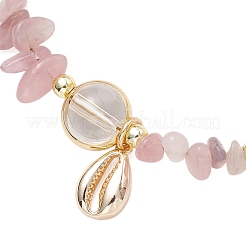 Браслеты из натурального розового кварца и кварцевых кристаллов с бусинами BJEW-JB11917-03