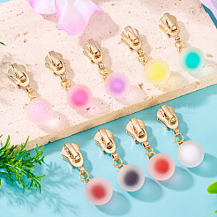 9 шт. 9-х цветные круглые бегунки из сплава и смолы для застежки-молнии HJEW-TAC0077