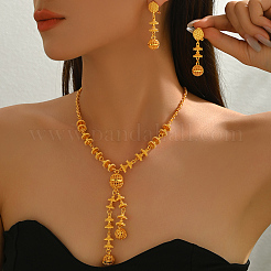 Комплекты из колье и серег с длинными круглыми кисточками из сплава в ближневосточном стиле для женщин OT7849