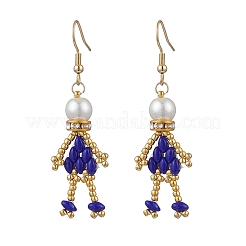 Серьги с подвесками из стеклянных бусин EJEW-MZ00366