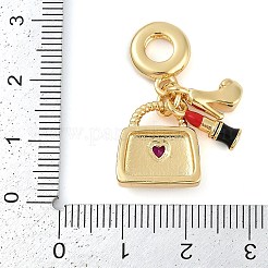 Стойка покрытие латунь прозрачный кубический цирконий макияж европейские подвески-шармы KK-P287-34C-G