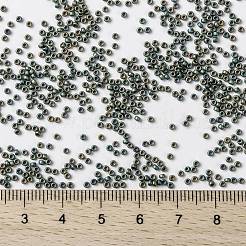MIYUKIラウンドロカイユビーズ  日本製シードビーズ  15/0  （rr2008)マットメタリック緑青アイリス  1.5mm  穴：0.7mm  約27777個/50g&nbsp;SEED-X0056-RR2008