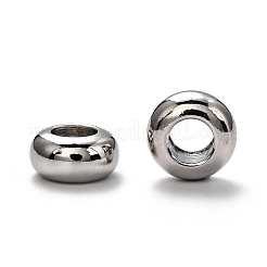 真鍮製スペーサービーズ  長持ちメッキ  ロンデル  プラチナ  8x4mm  穴：4mm&nbsp;KK-H752-03P