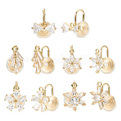 10 шт. 5 стиля латунная микропаве кубический цирконий фурнитура для ушей&nbsp;KK-TA0003-23