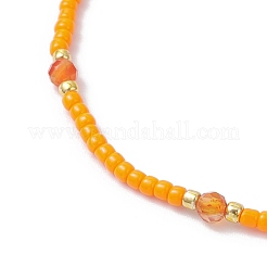 Плетеные браслеты из бусин из натурального сердолика и стеклянных бус&nbsp;BJEW-JB12605-03