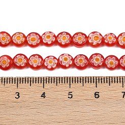 Ручной Millefiori стеклянные плоские круглые нити бисера&nbsp;LK-P010-02