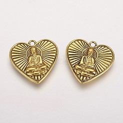 Tibetischer stil Aluminium Anhänger & Charms&nbsp;LS-TIBEP-A122968-AG-FF