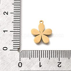 真鍮製エナメルチャーム  花のチャーム  18KGP本金メッキ  ブラック  12.5x11x1mm  穴：1mm&nbsp;STAS-Q347-14G-01-1