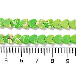 染色合成インペリアルジャスパービーズ連売り  ハート  薄緑  6x6x3mm  穴：1mm  約69~71個/連  14.57''~14.96''（37~38センチメートル）&nbsp;G-M403-A37-02