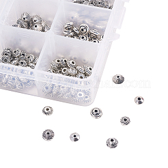 チベット風合金スペーサービーズ  フラットラウンド  アンティークシルバー  アンティークシルバー  6~7x2.5~6.5mm  穴：1.5~1.6mm  340個/箱&nbsp;TIBEB-CJ0001-03