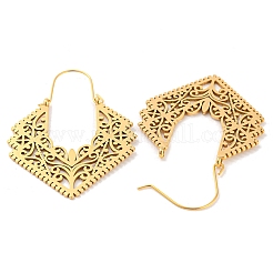 Серьги-кольца из нержавеющей стали 304 в форме полого ромба EJEW-P248-05G