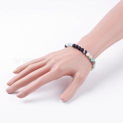 Матовые натуральные драгоценные камни стрейч-браслеты&nbsp;BJEW-JB03361