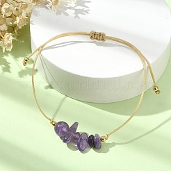 Натуральные аметистовые чипсы плетеные браслеты из бисера BJEW-JB09851-02