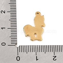 304ステンレススチール製、赤いエナメルペンダント付き  馬のチャーム  ゴールドカラー  17.5x12.5x1.5mm  穴：1.2mm&nbsp;SA-CBAFCDF-04G