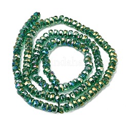 電気メッキガラスビーズセット  パール光沢メッキ  多面カット  ロンデル  グリーン  2.4~3.2x4mm  穴：1mm  約147~152個/連  39~45cm&nbsp;GLAA-Q105-03-01