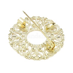 Broche plate ronde en laiton à motif floral pour vêtements&nbsp;KK-CBA19A0-01G