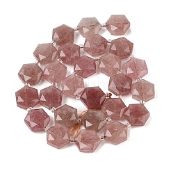 天然石ストロベリークォーツビーズ連売り  シードビーズで  ファセット六角形カット  六角  12x13.5~14x5.5mm  穴：1.2mm  約29個/連  15.87''（40.3センチメートル）&nbsp;G-G144-A02-01