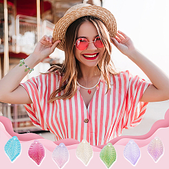 140 шт. двухцветные стеклянные подвески с осенней тематикой GLAA-GA0001-84