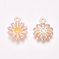 エナメルチャーム  ゴールデンメッキの合金パーツ  デイジー  ピンク  15x11.5x2mm  穴：1.4mm&nbsp;PALLOY-TAC0009-56F