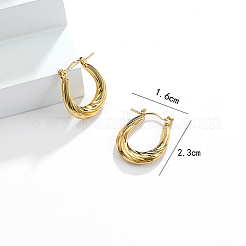 304ステンレススチールフープピアス  ゴールドカラー  23x16mm&nbsp;IO9179-4