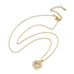 Ожерелья с подвеской в форме сердца из нержавеющей стали 304 с микропаве из кубического циркония для женщин NJEW-D288-05G