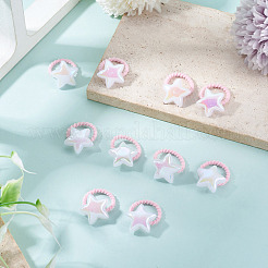 プラスチック製女の子用ヘアアクセサリー10個  ポニーテールホルダー  弾性繊維髪ゴム  スター  内径：12.5mm&nbsp;OHAR-TAC0011-001B