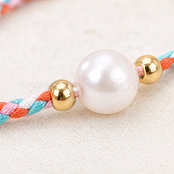 Sommerliche Armbandsets mit runden Naturperlen aus Süßwasserperlen und geflochtener Baumwollschnur für Damen&nbsp;ZJ7580-1