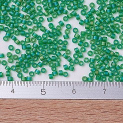 MIYUKIデリカビーズ小  シリンダー  日本製シードビーズ  15/0  （dbs0858)マット透明な緑のab  1.1x1.3mm  穴：0.7mm  約3500個/10g&nbsp;X-SEED-J020-DBS0858