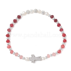 Браслеты из окрашенного натурального малазийского нефрита в форме ронделей и культивированного пресноводного жемчуга&nbsp;BJEW-JB13380