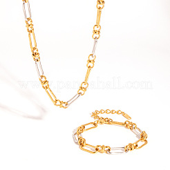 Комплект из цепочек и браслетов из овальной цепи из нержавеющей стали 304 для женщин GS2398-1