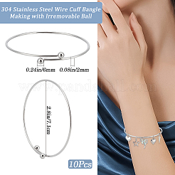 10шт регулируемый браслет-манжета из нержавеющей стали 304 MAK-BBC0001-15