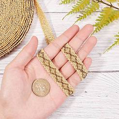 ポリエステル編組レースリボン  ひし形模様の装飾的な刺繍アップリケ  家の装飾のためのDIYソーイングクラフト  ダークカーキ  1/2インチ（14mm）  15メートル/カードについて&nbsp;SRIB-WH0006-24C