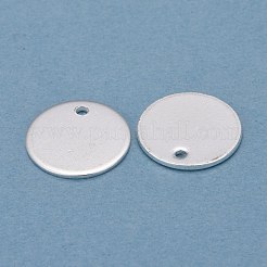 304ステンレススチールチャーム  空白タグのスタンプ  フラットラウンド  銀  15x1mm  穴：1.2mm&nbsp;X-STAS-H436-66S-15mm