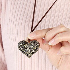 Сплав полые цветы сердце кулон искусственная кожа шнур длинные ожерелья для женщин FS-WGBB05C-01