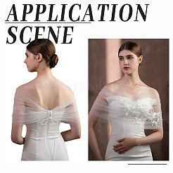 Scialle da sposa in garza di poliestere con motivo floreale&nbsp;AJEW-HY0003-22