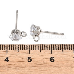 Componenti per orecchini a bottone in acciaio inossidabile 304 con micro pavé di zirconi cubici&nbsp;STAS-H240-56P-01