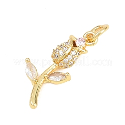 Pendentifs en laiton micro pavé de zircone cubique transparent pour la saint-valentin&nbsp;KK-D258-07G-01