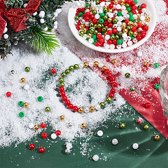 1600 Stück 8 Stile Weihnachtsthema DIY Runde ABS-Kunststoff & Acryl Perlen Zubehörse Kits&nbsp;DIY-AR0004-47