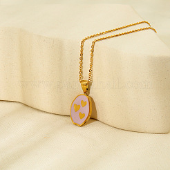 Collares para mujer con colgante ovalado de triple corazón en acero inoxidable 304 esmaltado.&nbsp;WG811DD-01