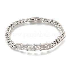 Браслеты из латунных прямоугольных звеньев с микропаве из прозрачного кубического циркония BJEW-F498-01A-P