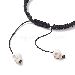 Браслеты из синтетического магнезита с черепом и плетеными бусинами BJEW-JB10522