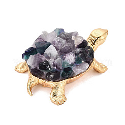 Figuritas de tortuga con racimos de fluorita natural y aleación de zinc&nbsp;G-Q615-01D