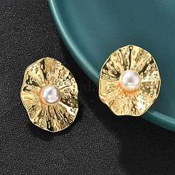 Овальные серьги-гвоздики из латунного АБС-пластика с имитацией жемчуга EJEW-S258-03G