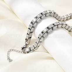 7mm 304ステンレススチール製テクスチャードベネチアンチェーンネックレス  変色なし  ステンレス鋼色  16.54インチ（42cm）&nbsp;NJEW-P358-01P