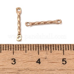 イオンプレーティング（IP）304ステンレススチールコネクタチャーム  ツイストバー  ローズゴールド  15x2x1.2mm  穴：1mm&nbsp;STAS-Q323-02C-RG