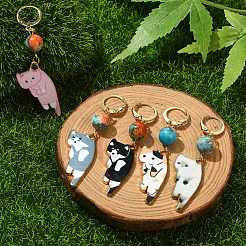 Katze formt Legierungs-Email-Anhängerdekorationen&nbsp;HJEW-JM01767