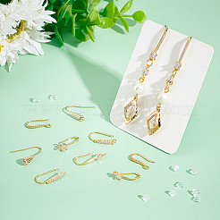 14 шт. 7 стильных латунных крючка для сережек с микропаве из прозрачного кубического циркония KK-UN0002-21