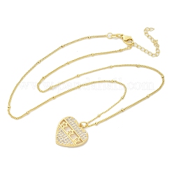 Латунные микропаве прозрачные кубические цирконии полые звезды сердце кулон ожерелья для женщин NJEW-M088-01G-02