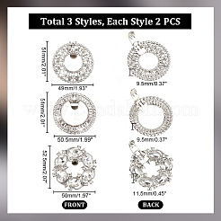 6 шт. 3 стиля пряжки для обуви из сплава со стразами AJEW-PH0011-57